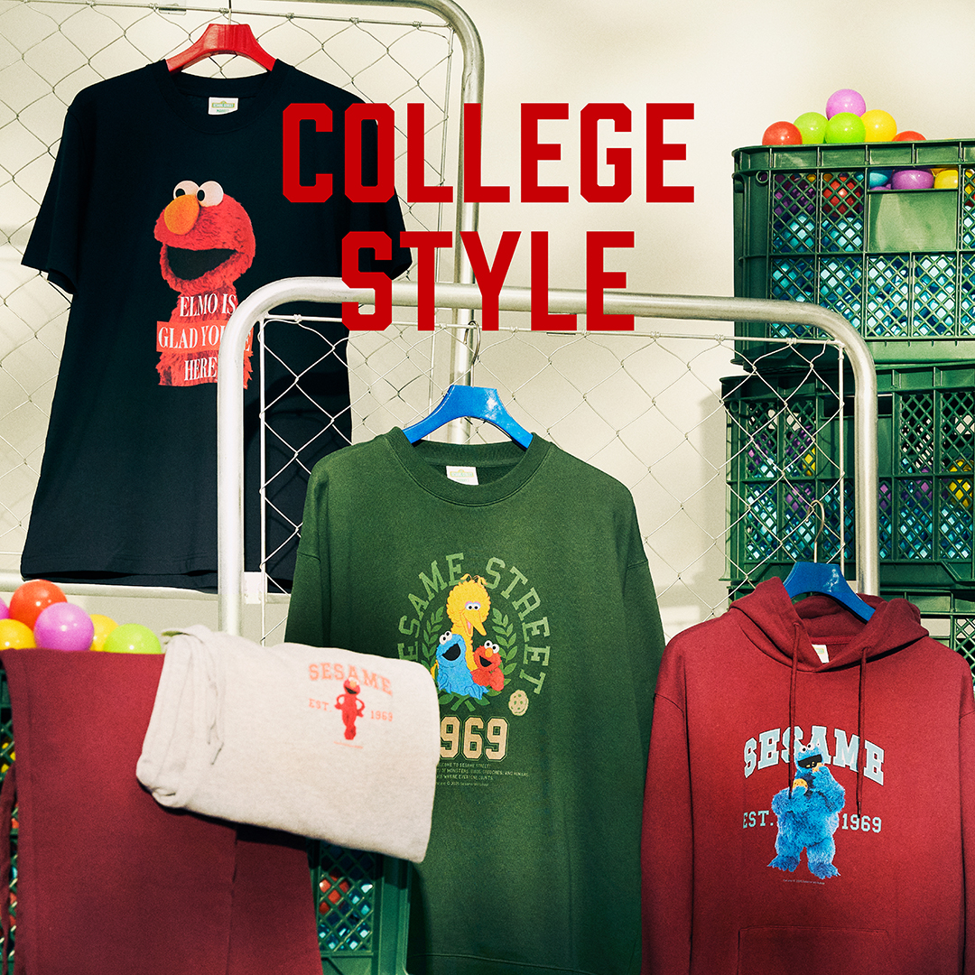 COLLEGE STYLE トレンドのカレッジスタイル キャラクターの遊び心が加わったアパレルアイテムが新登場！